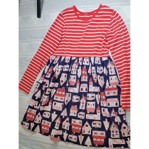 Hanna Andersson Holiday Play Dress – Red Stripes & Gingerbread Village Print - Picture 10 of 10